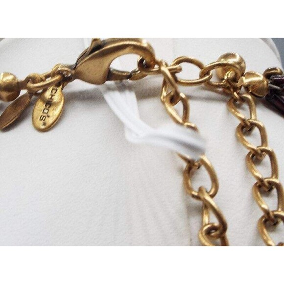 Chico's 6 Strand Copper Crean  & Carnelian color Agate Beads Short 25" Necklace - Picture 3 of 3